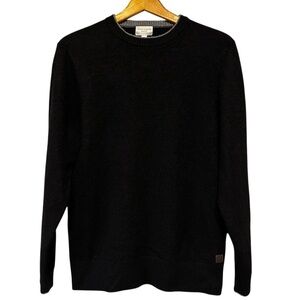 Cozy Earth Black 100% Cashmere Crewneck Sweater Size Medium With Gray Trim